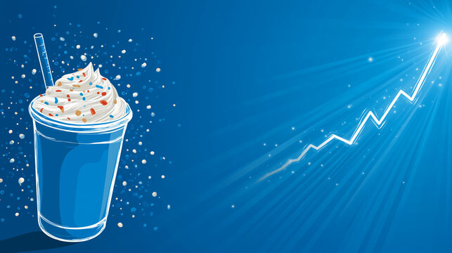 Blue Drink and Growth Chart: A cool blue drink and a dynamic chart symbolizing growth create a visual story, ideal for illustrating concepts of progress and success.