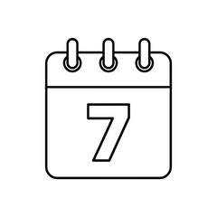 Simple outline drawing of a calendar page with the number seven