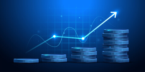 Business background, finance and investment, currency exchange concept, growth, economic graph. Vector illustration