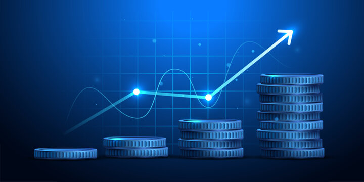 Business background, finance and investment, currency exchange concept, growth, economic graph. Vector illustration