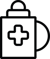 medical container with a plus symbol. Editable Stroke.