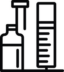 Laboratory Flask and Graduated Cylinder Icon. Editable Stroke.