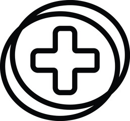 plus sign medical symbol in concentric circles. Editable Stroke.
