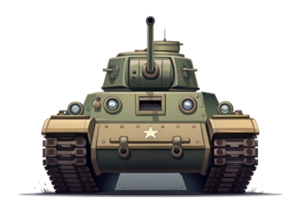 Heavy artillery tank, side perspective, realistic 3D textures, white.