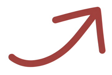 Red arrow with upward curve illustration direction