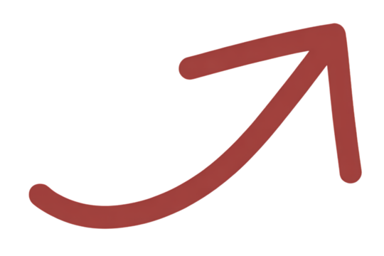 Red arrow with upward curve illustration direction