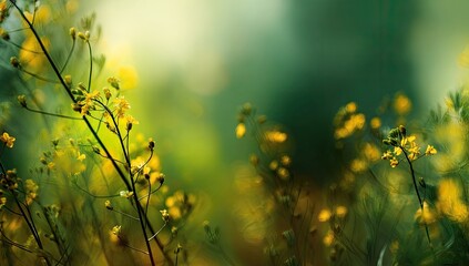 Obraz premium Delicate yellow flowers in a soft-focus natural setting