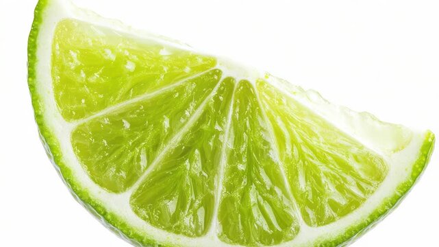 Freshly cut lime slice with green skin and white pith