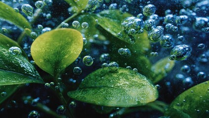 Fototapeta premium Close-up of vibrant leaves underwater