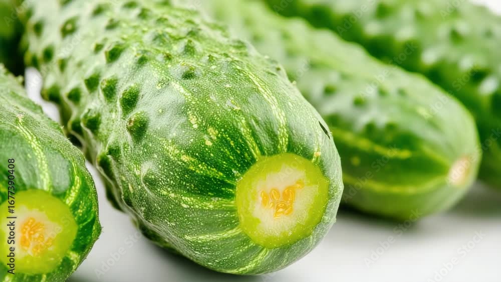 Poster a group of cucumbers arranged neatly on a surface