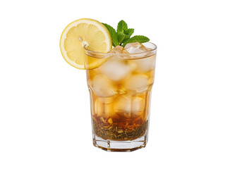 Fototapeta premium Iced Tea with Lemon and Mint on White Background
