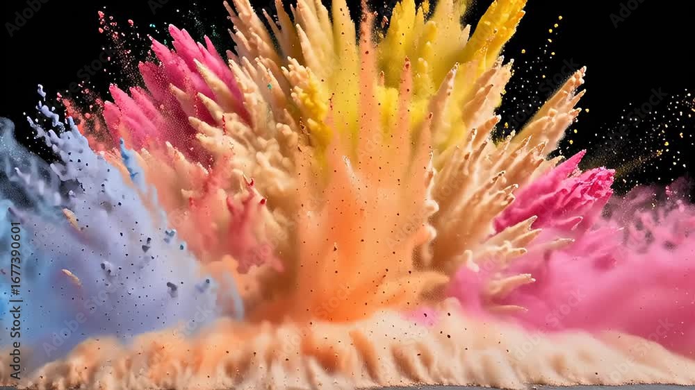Aufkleber explosive burst of colorful powder creating dramatic and dynamic patterns in a wide angle shot