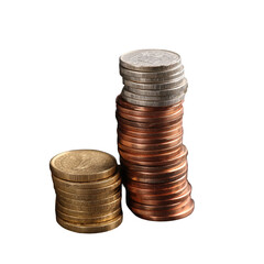 Stacked coins of varying denominations