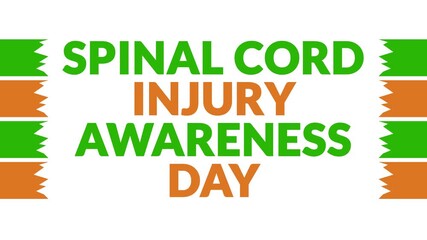 Spinal Cord Injury Awareness Day In and Out text from split line animation on a White background.