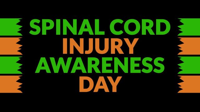 Spinal Cord Injury Awareness Day In and Out text from split line animation on a black background.