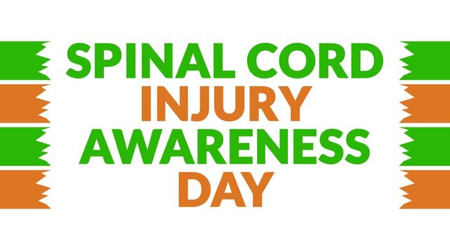 Spinal Cord Injury Awareness Day In and Out text from split line animation on a White background.