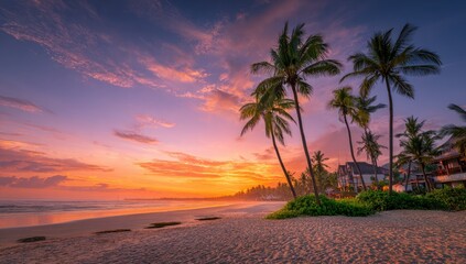 Fototapeta premium Tropical beach sunset panorama