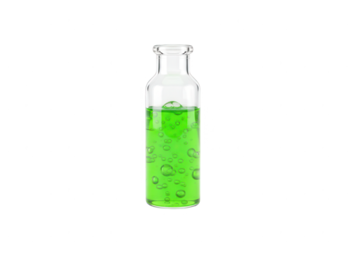 Green Liquid in Glass Bottle - Scientific Experiment