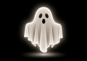 A high-resolution spooky ghost icon with soft glow and realistic semi-transparent style, perfect for Halloween designs, Ai Generate.