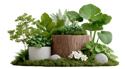 Greenery Oasis: A meticulously curated display of vibrant, flourishing plants and textures in a studio-shot showcasing nature's beauty and design elements.