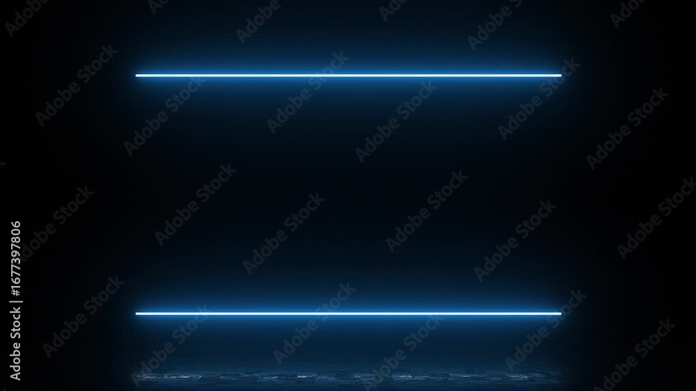 Poster animation of glowing neon rectangles abstract background. abstract glowing blue neon rectangle borde