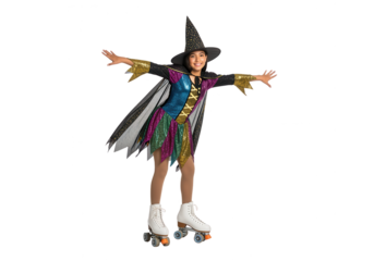Witch on Roller Skates: Halloween Costume Fun on White