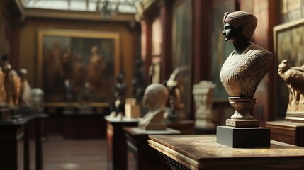 Ancient artifacts in a museum. The oudheden museum van antiquities national rijksmuseum is located in the netherlands. Artifacts and artifacts from ancient civilizations in ancient rome. Lifestyle.