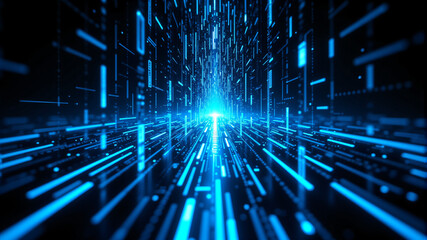 Futuristic Digital Data Stream Visualization