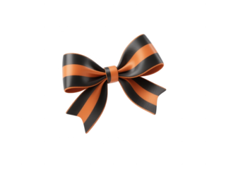 St. George Ribbon Bow: Black and Orange Striped Symbol of Victory Day, Isolated