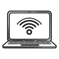 vector illustration laptop with Wi-Fi symbol on screen