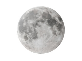 Detailed Moon on White Background - Lunar Surface Close-Up