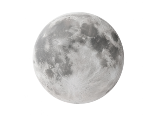 Detailed Moon on White Background - Lunar Surface Close-Up