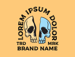 Vintage skull t shirt design template