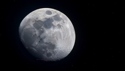 almost full moon with the relief of the craters visible