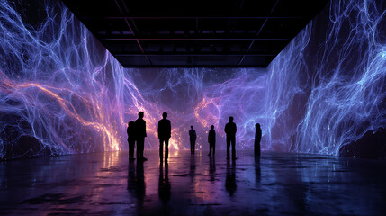 futuristic digital cosmos exploration neural network visualization illuminated environment abstract data artificial intelligence cosmic design galaxy system and science connection