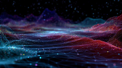 futuristic digital cosmos exploration neural network visualization illuminated environment abstract data artificial intelligence cosmic design galaxy system and science connection