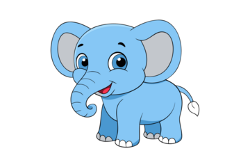 Photo of cute cartoon baby elephant isolated on transparent background