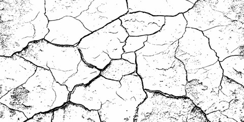 black and white dust and cracked concrete wall Texture pattern design element white background.

