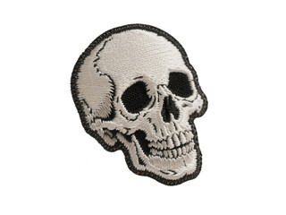 Skull Patch Embroidered for Clothing on White Backdrop