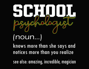 Obraz premium school psychologist knows more than says - printable editable vector art file.