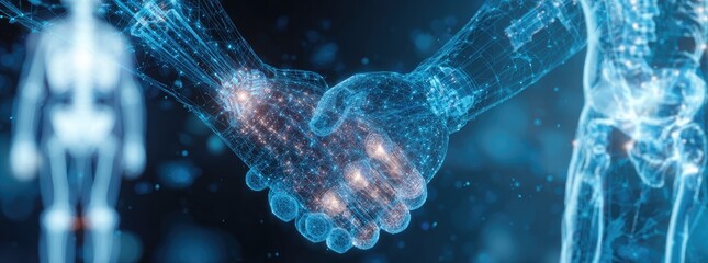 Digital hands, skeletal structure, futuristic