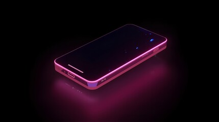 Modern electronic device with vibrant pink glowing edges on a dark background