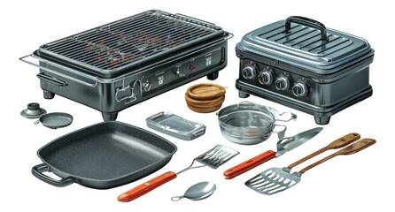 Realistic Kitchen Tools and Appliances for Culinary Art Collection