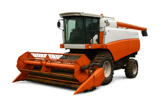 Combine harvester used in agriculture, transparent background image