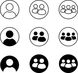 Set of people icon representing group size. Team people. User profile symbol. Group of people or group of users collection. Persons symbol. Employee people. Team worker. Vector