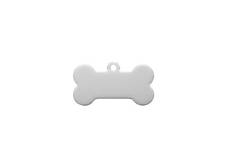 White Bone Shape Tag: Blank Pet ID Tag on White Background for Customization