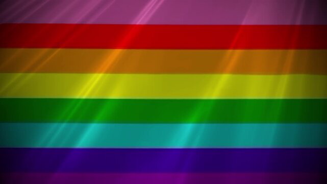 Gay Pride LGBTQ+ colourful rainbow community flag original eight-stripe version designed by Gilbert Baker in 1978 blowing proudly in the light wind 4K animation background, wallpaper or background