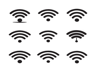 Minimalist WiFi And Internet Signal Icons Silhouette Vector Pack  