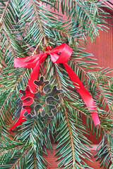 Christmas decoratiion, snowflake cookie cutter, christmas tree branch