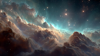 exploring deep outer space colorful nebula cloud stars cosmic environment astronomy astrophotography galaxy cluster celestial beauty and infinite universe perspective